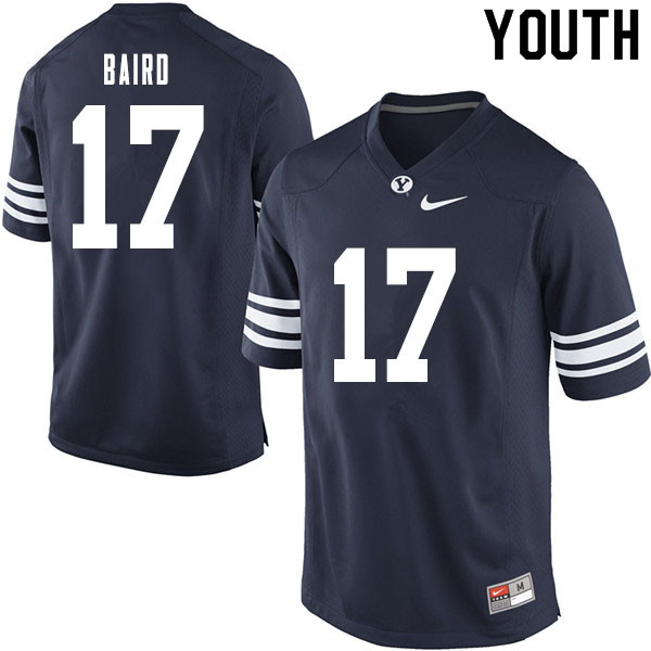 Youth #17 Jonathan Baird BYU Cougars College Football Jerseys Sale-Navy